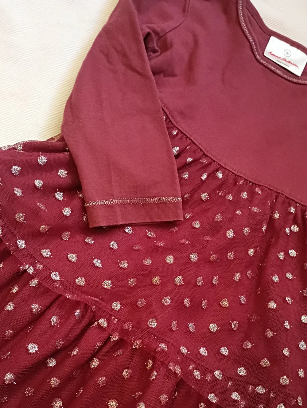 Hanna Andersson Burgundy Long-Sleeve Tulle Dress